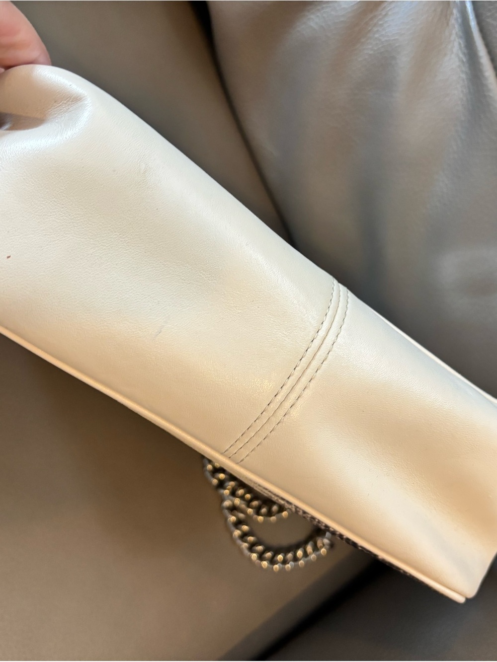 Coach Snake-Print Shoulder Bag in Cream and Gray - Picture 3 of 5